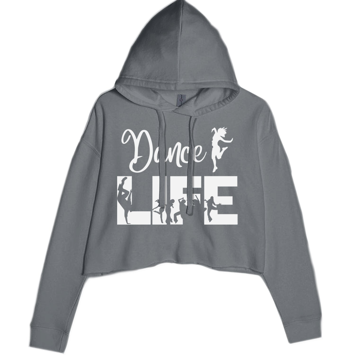 Dance Life Silhouette Dancers Cropped Hoodie Sweatshirt Black