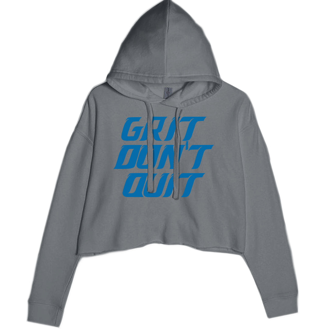 Grit Don't Quit Detroit Grit Cropped Hoodie Sweatshirt Charcoal Grey
