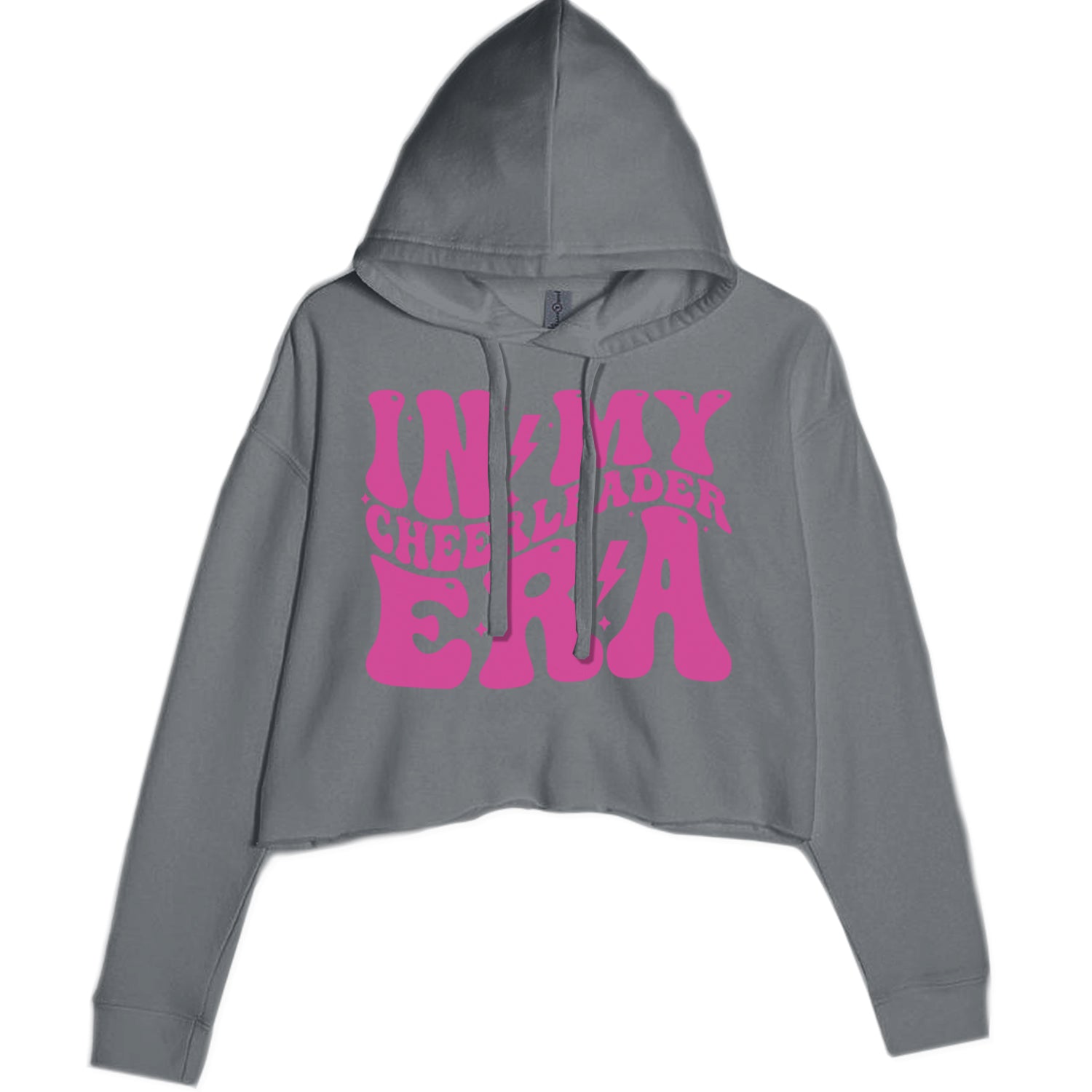 In My Cheerleader Era Cropped Hoodie Sweatshirt Charcoal Grey