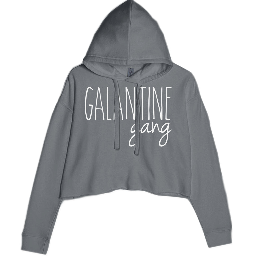 Galentine Gang Valentine's Shirt graphic on Women's Cropped Fleece Hoodie in Charcoal Grey