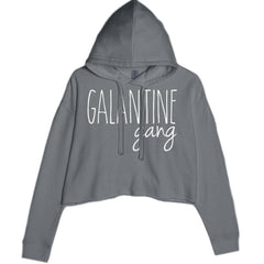 Galentine Gang Valentine's Shirt graphic on Women's Cropped Fleece Hoodie in Charcoal Grey