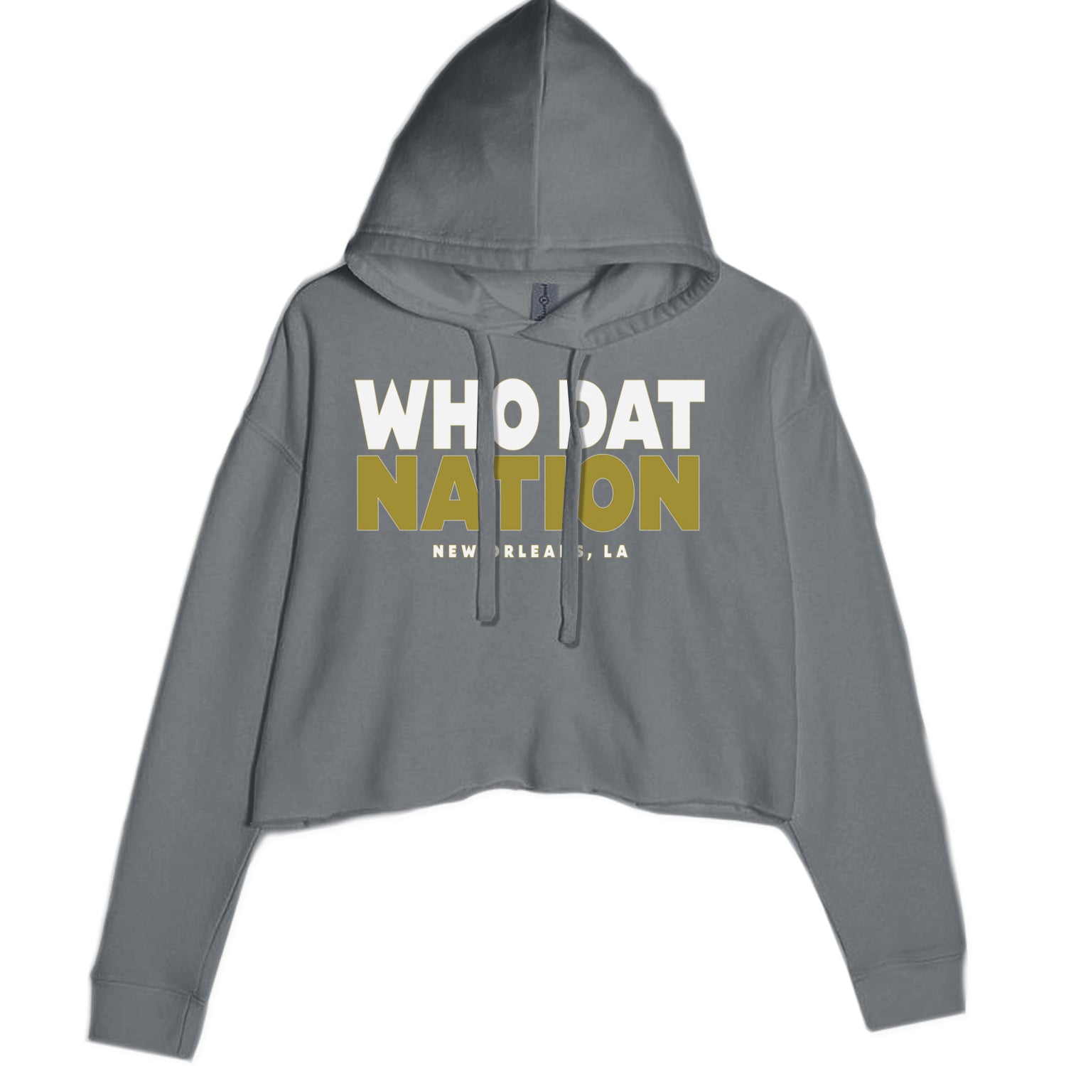 New Orleans Who Dat Nation Cropped Hoodie Sweatshirt Black