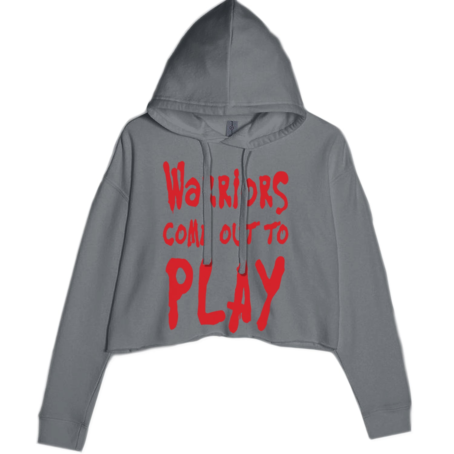 Warriors Come Out To Play  Cropped Hoodie Sweatshirt Charcoal Grey