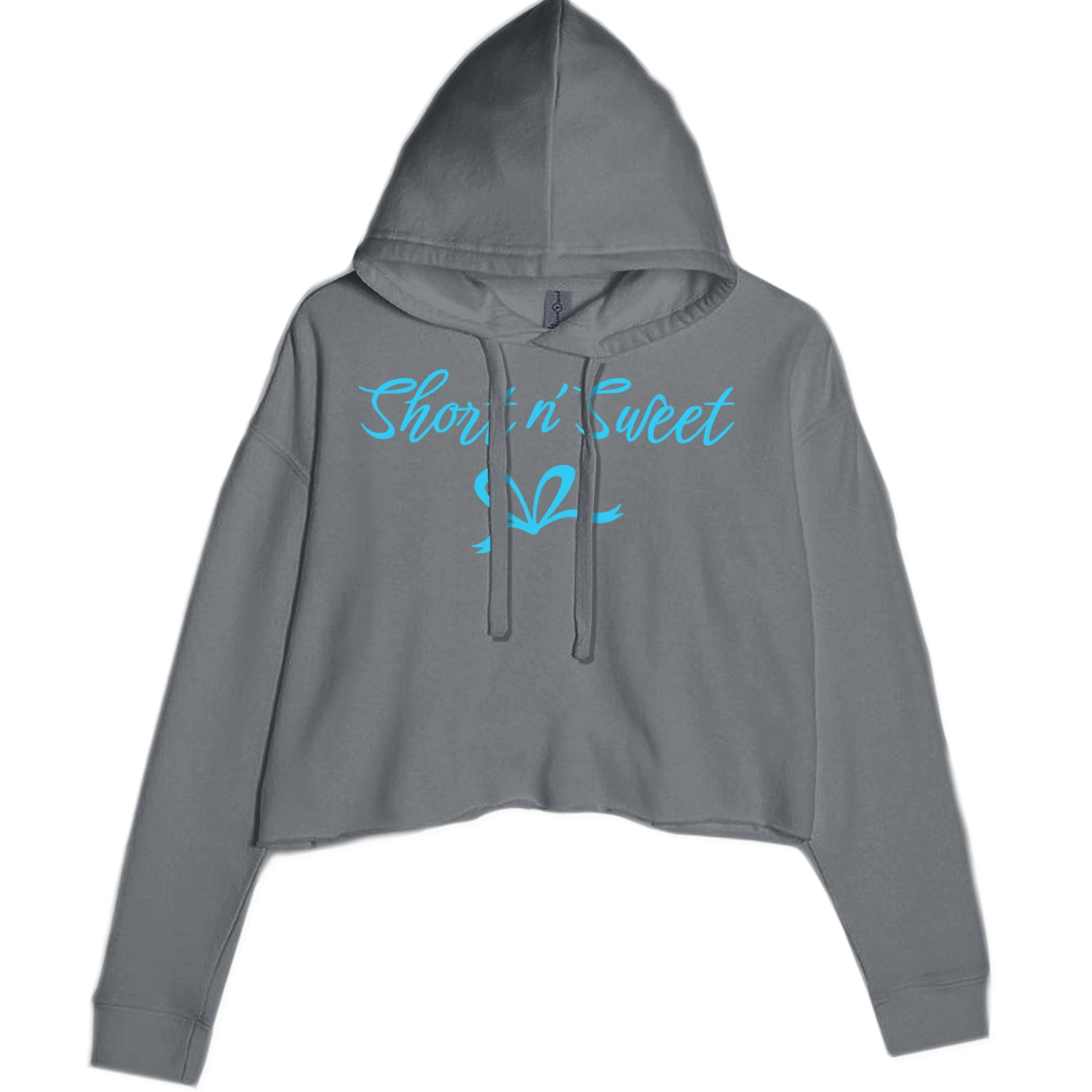 Bow Short N' Sweet Music Cropped Hoodie Sweatshirt Charcoal Grey