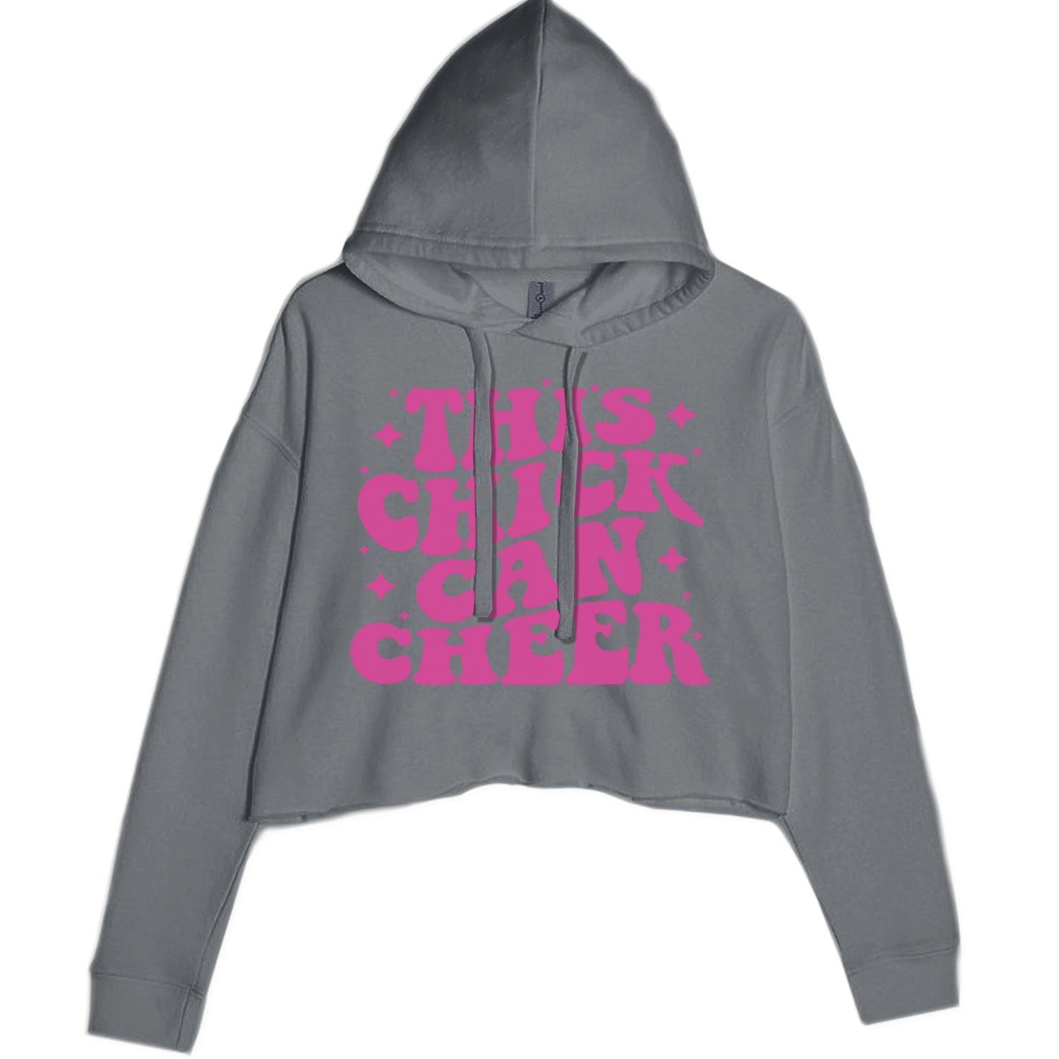 This Chick Can Cheer Cropped Hoodie Sweatshirt Black