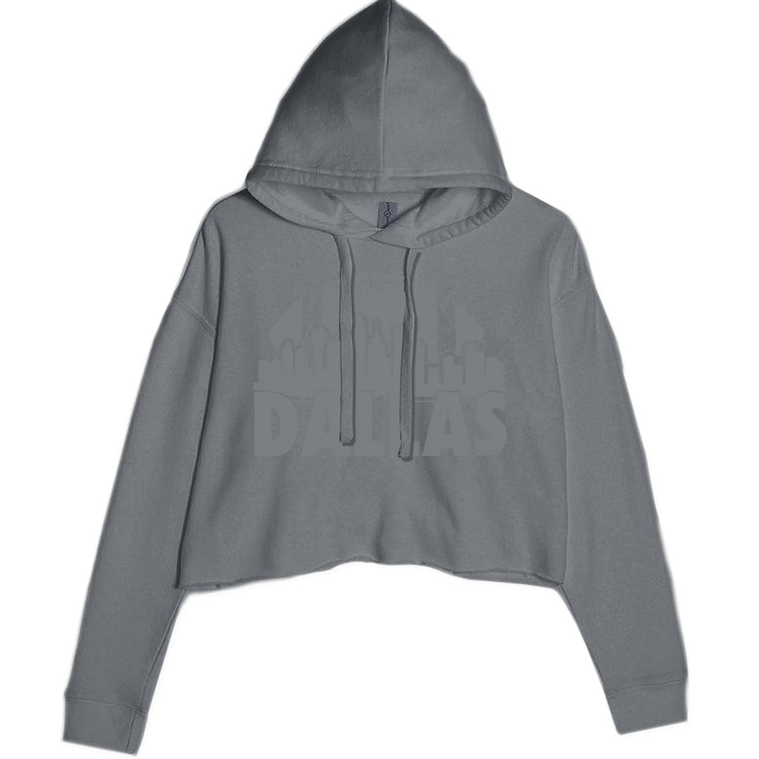 Dallas Texas Skyline Cropped Hoodie Sweatshirt Charcoal Grey