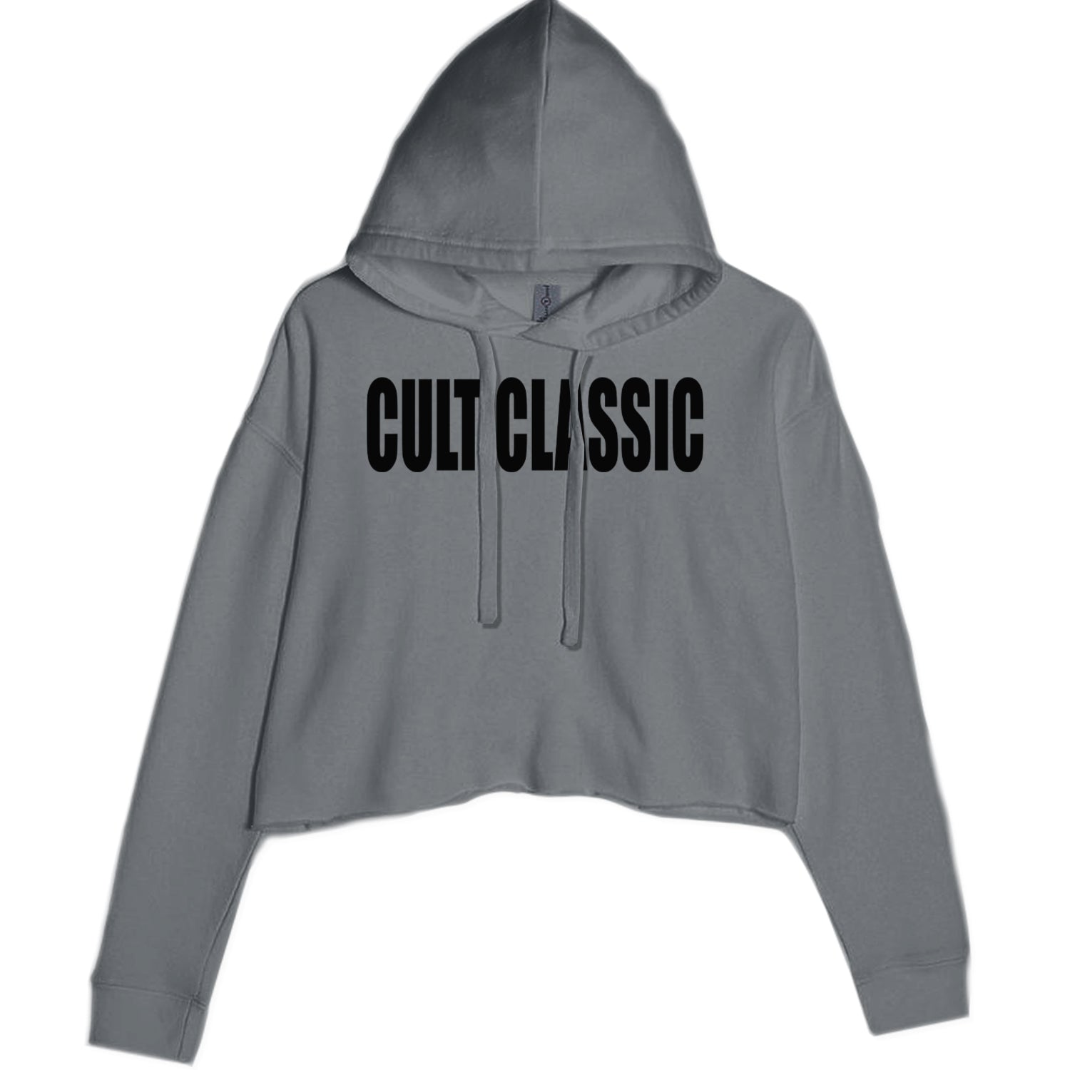 Cult Classic Pop Music Club Cropped Hoodie Sweatshirt Charcoal Grey