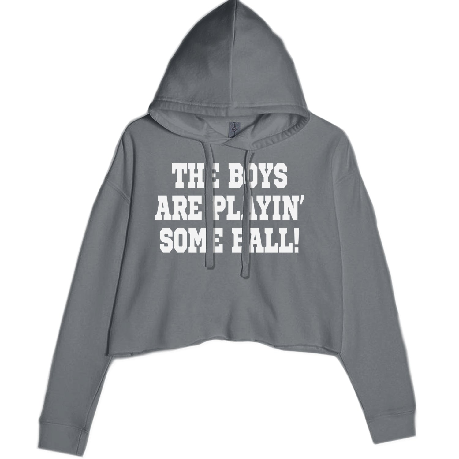 The Boys Are Playing Some Baseball Cropped Hoodie Sweatshirt Charcoal Grey