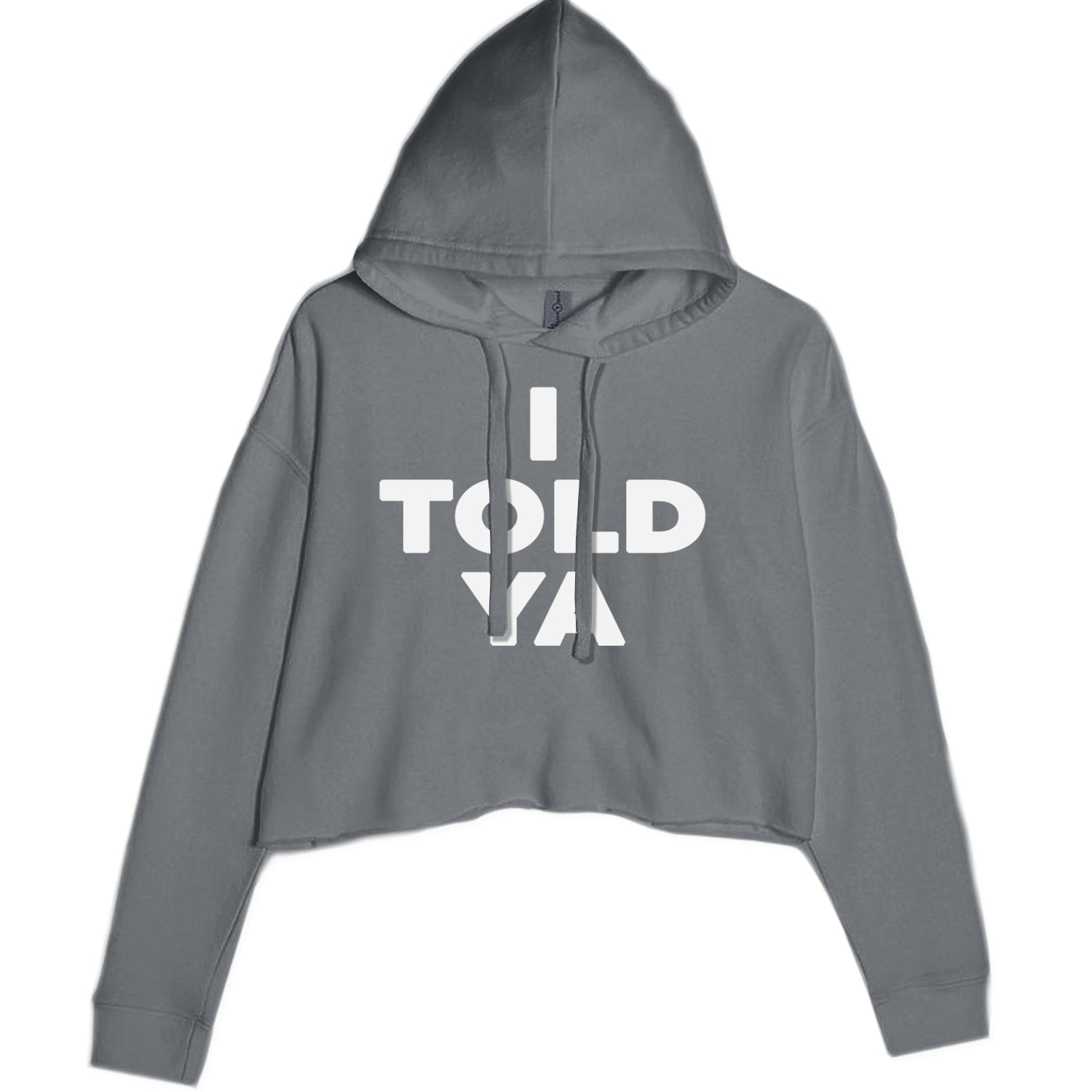 I Told Ya Challenger White Print Cropped Hoodie Sweatshirt Black