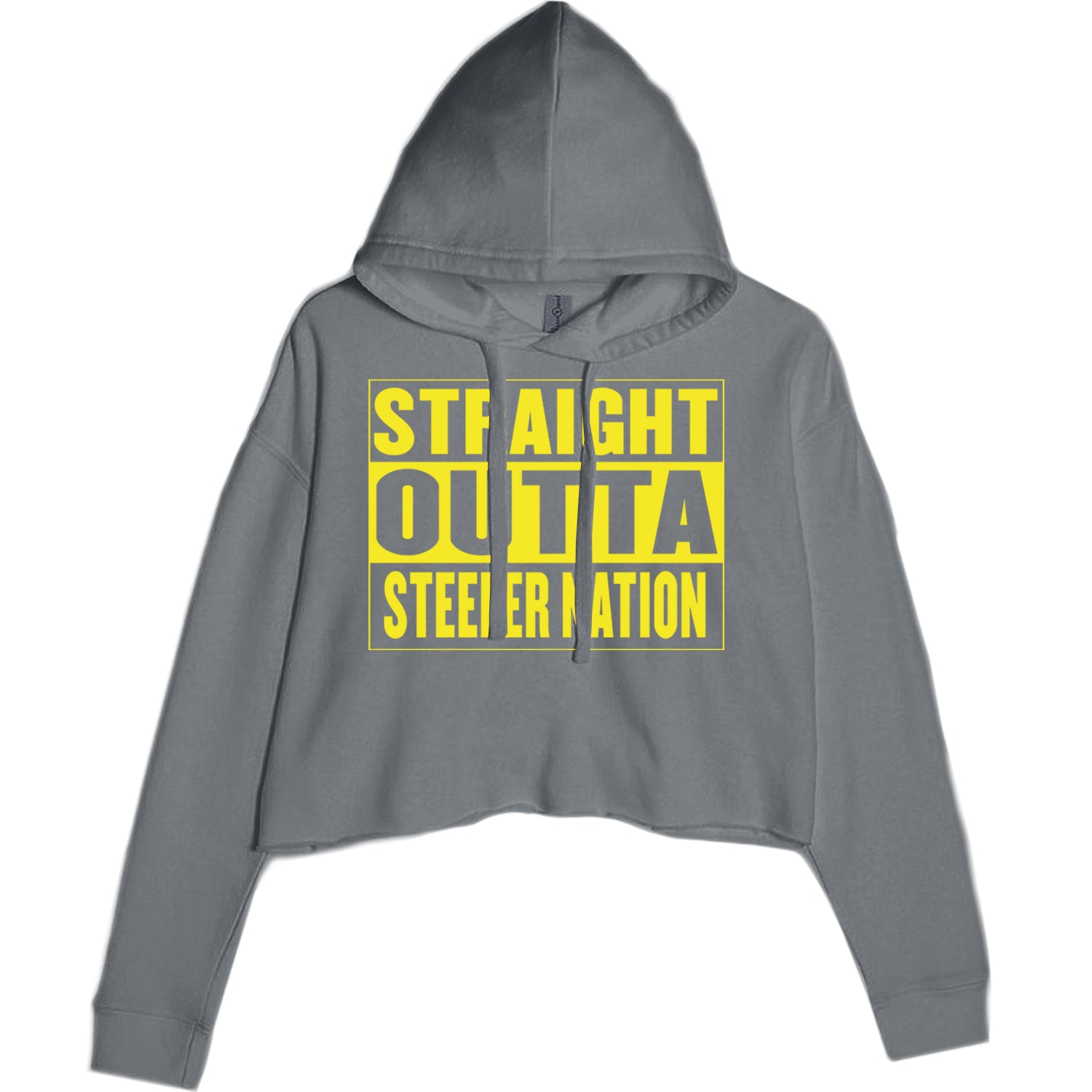 Straight Outta Steeler Nation Football  Cropped Hoodie Sweatshirt Charcoal Grey