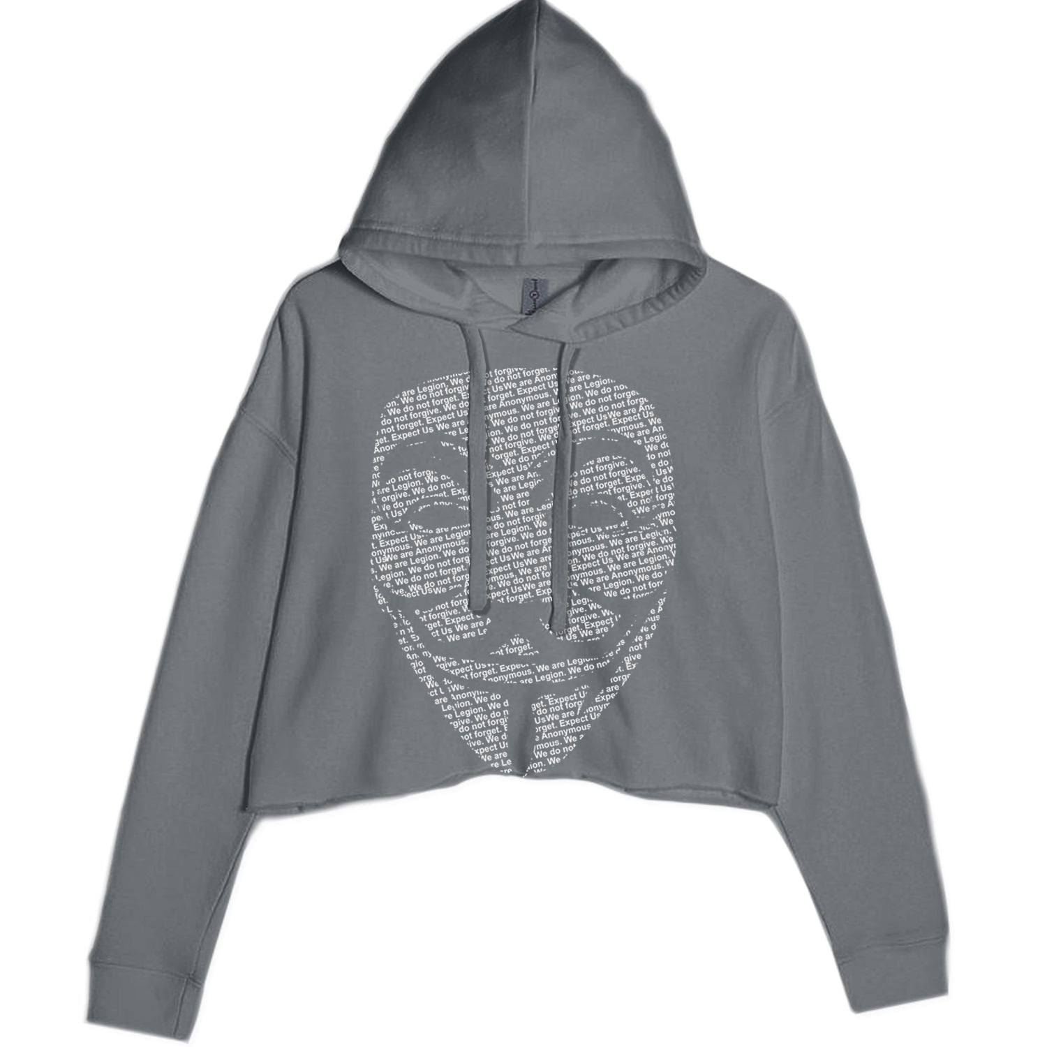 V For Vendetta Anonymous Mask Cropped Hoodie Sweatshirt Black