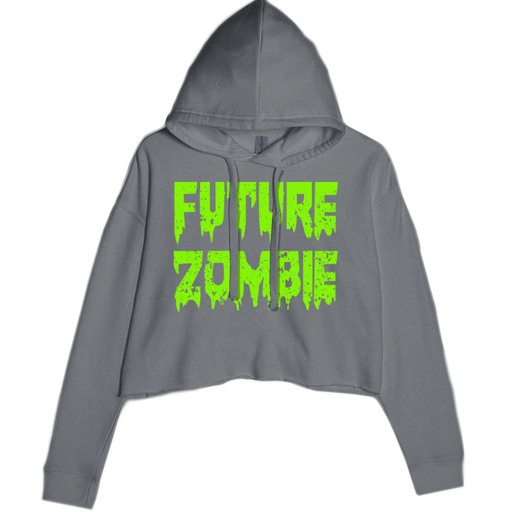 Future Zombie Horror Cropped Hoodie Sweatshirt Charcoal Grey