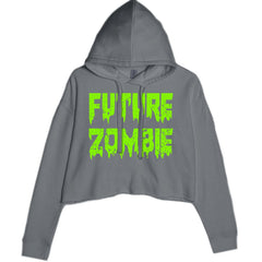 Future Zombie Horror Cropped Hoodie Sweatshirt Charcoal Grey