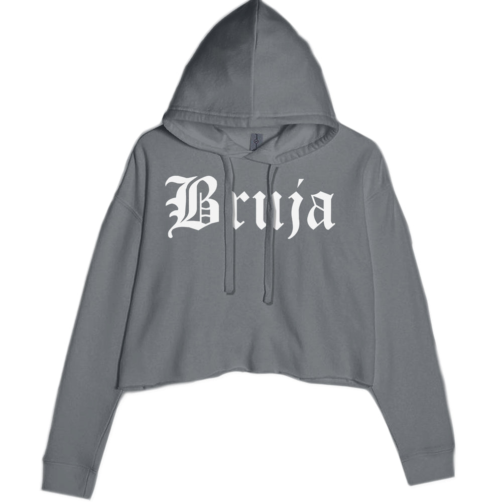 Bruja Gothic Spanish Witch Cropped Hoodie Sweatshirt Charcoal Grey