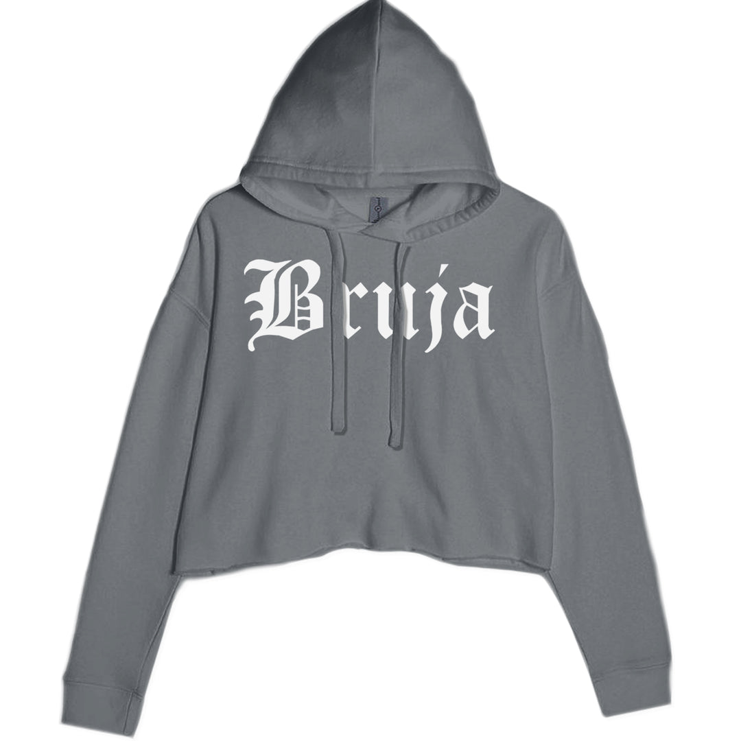 Bruja Gothic Spanish Witch Cropped Hoodie Sweatshirt Charcoal Grey