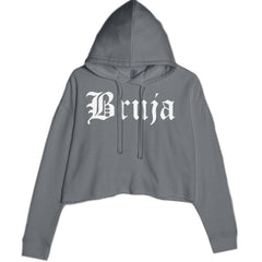 Bruja Gothic Spanish Witch Cropped Hoodie Sweatshirt Charcoal Grey