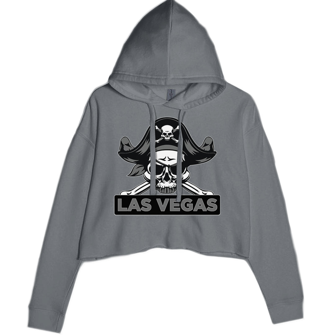 Raider Skull Straight Outta Las Vegas Cropped Hoodie Sweatshirt Charcoal Grey