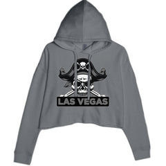 Raider Skull Straight Outta Las Vegas Cropped Hoodie Sweatshirt Charcoal Grey