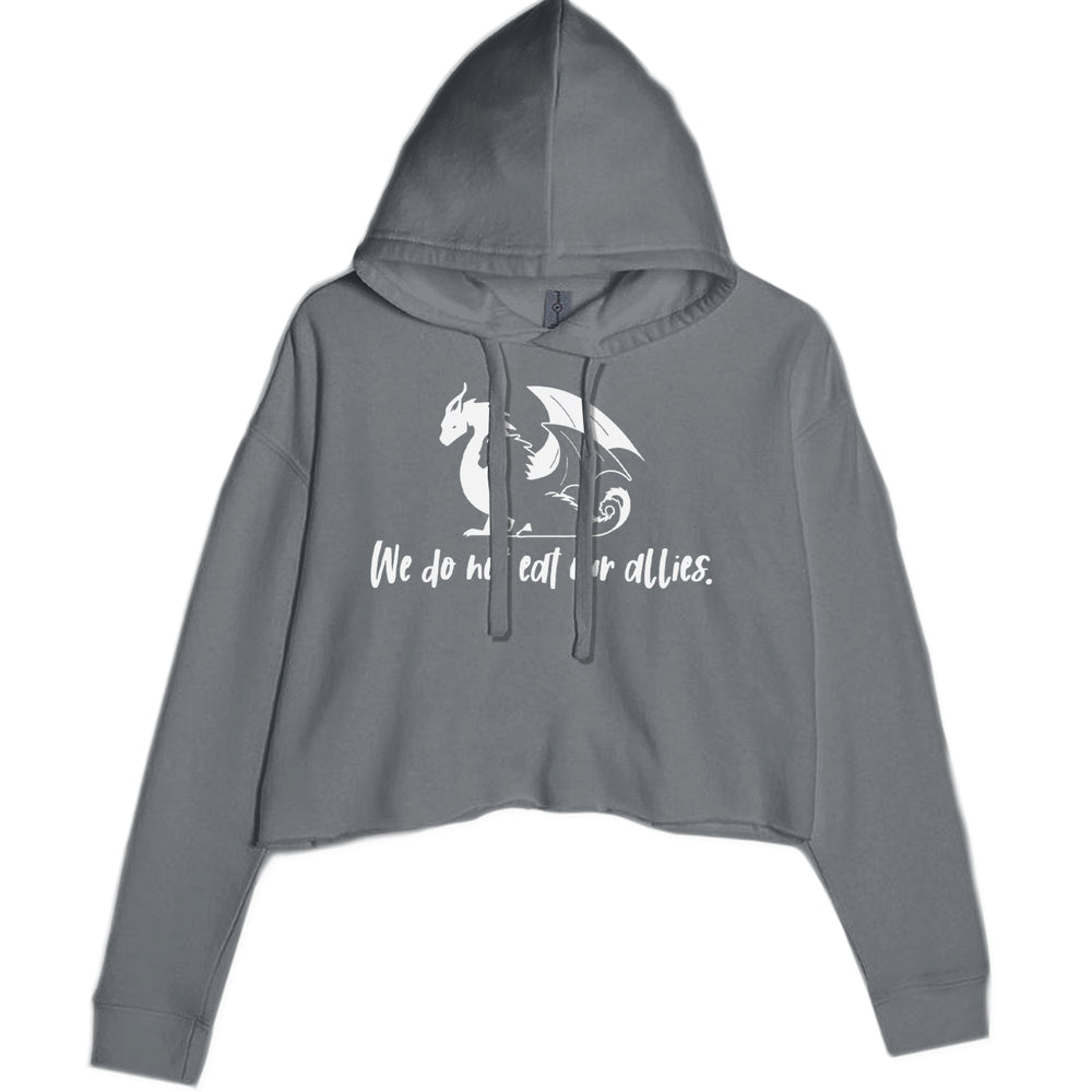 We Do Not Eat Our Allies Fourth Wing Basgiath Cropped Hoodie Sweatshirt Charcoal Grey
