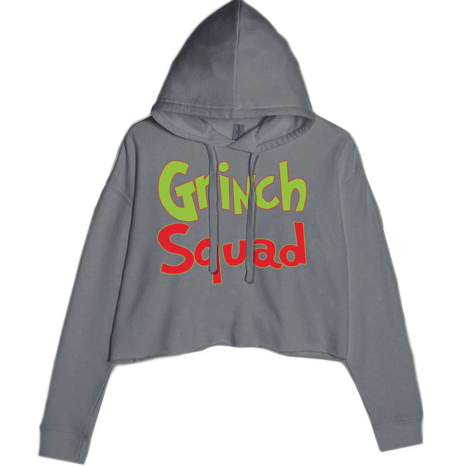 Gr-nch Squad Jolly Grinchmas Merry Christmas Cropped Hoodie Sweatshirt Charcoal Grey