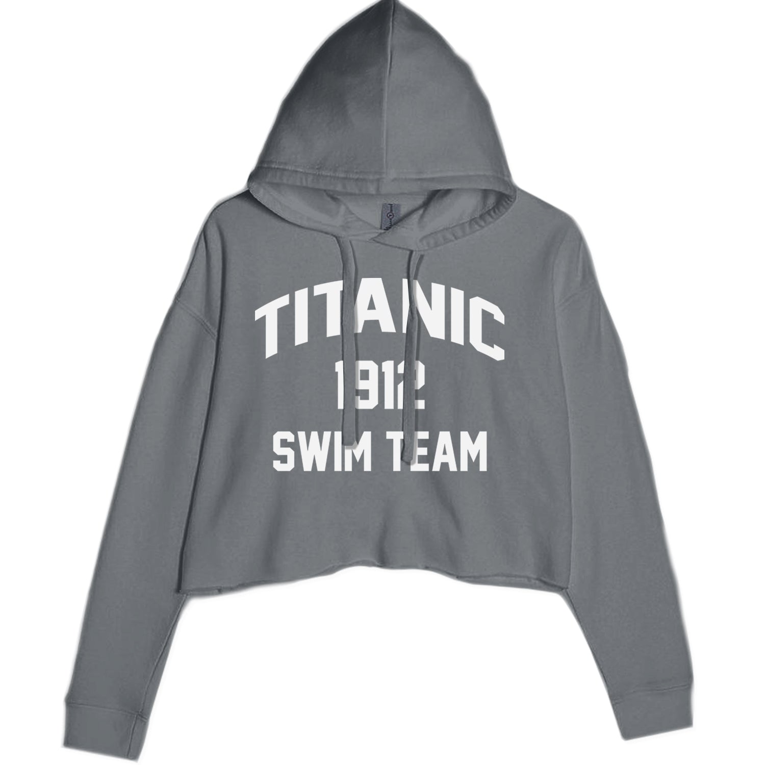 Titanic Swim Team 1912 Funny Cruise Cropped Hoodie Sweatshirt Charcoal Grey