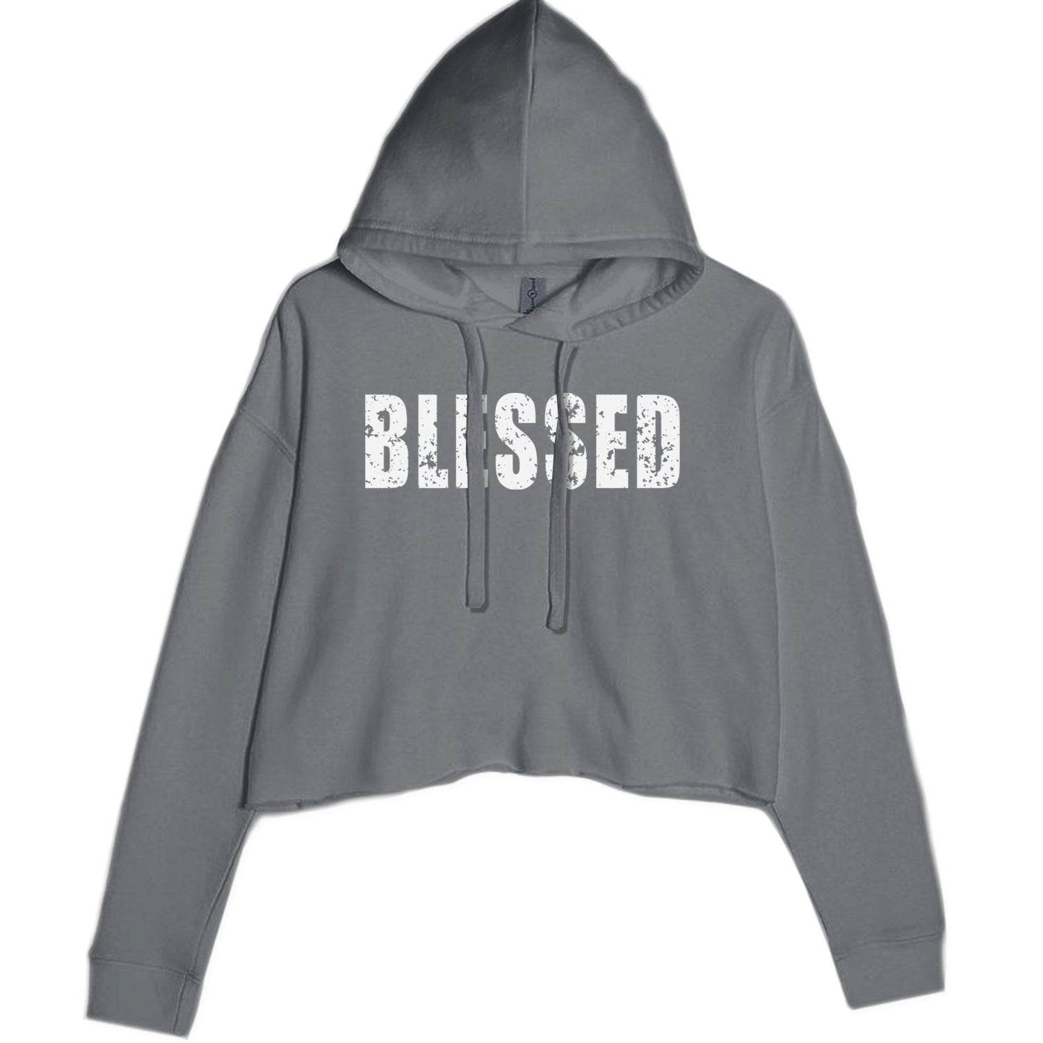 Blessed Religious Grateful Thankful Cropped Hoodie Sweatshirt Black