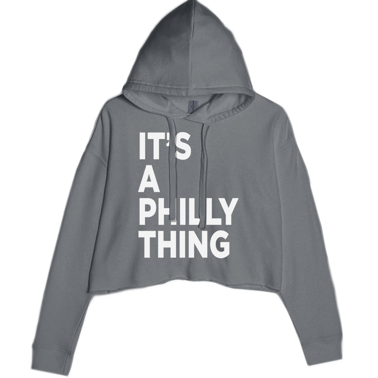 PHILLY It's A Philly Thing Cropped Hoodie Sweatshirt Charcoal Grey