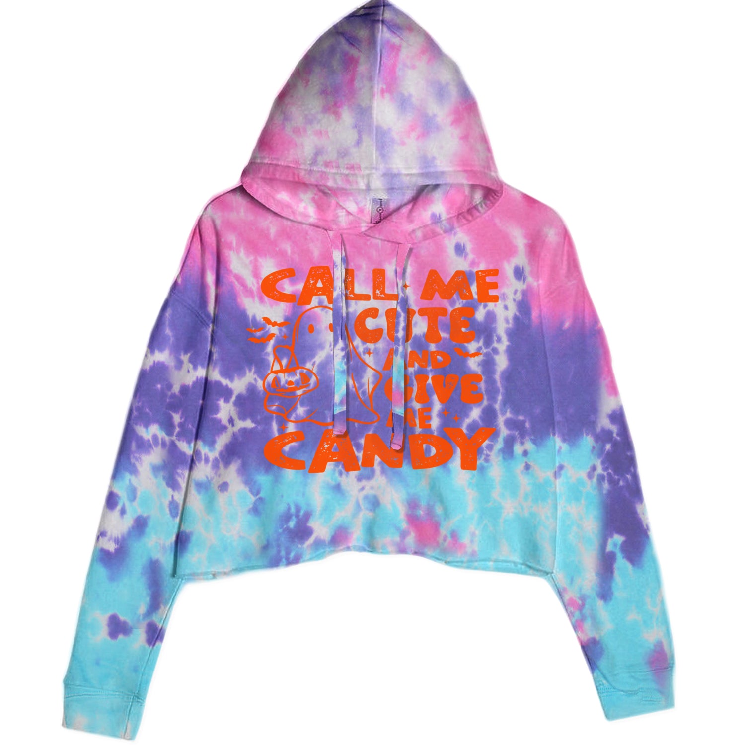 Call Me Cute And Give Me Candy Cropped Hoodie Sweatshirt Cotton Candy