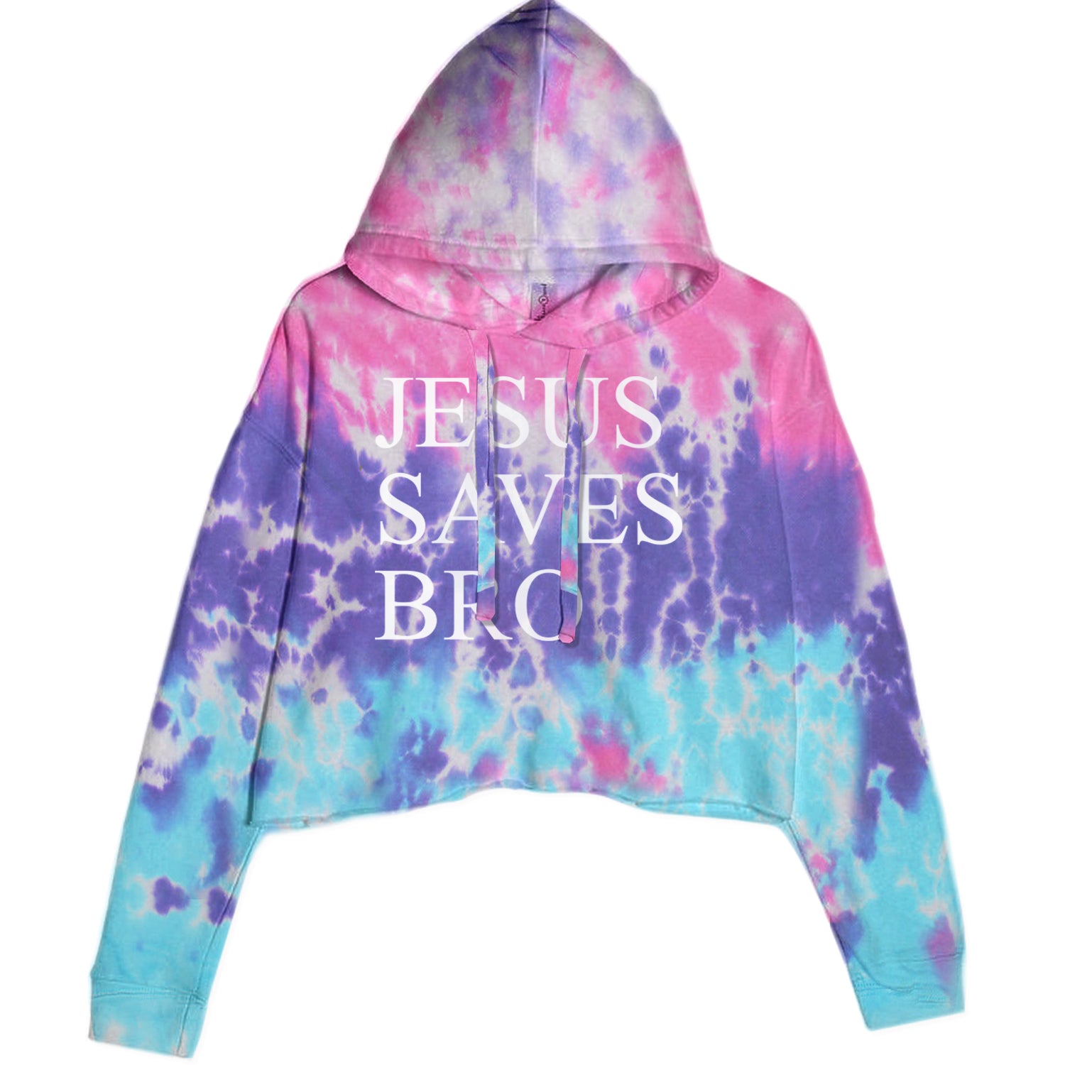 Jesus Saves Bro  Cropped Hoodie Sweatshirt Cotton Candy