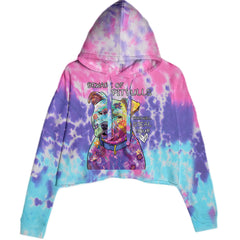 Beware Of Pit Bulls, They Will Steal Your Heart  Cropped Hoodie Sweatshirt Cotton Candy