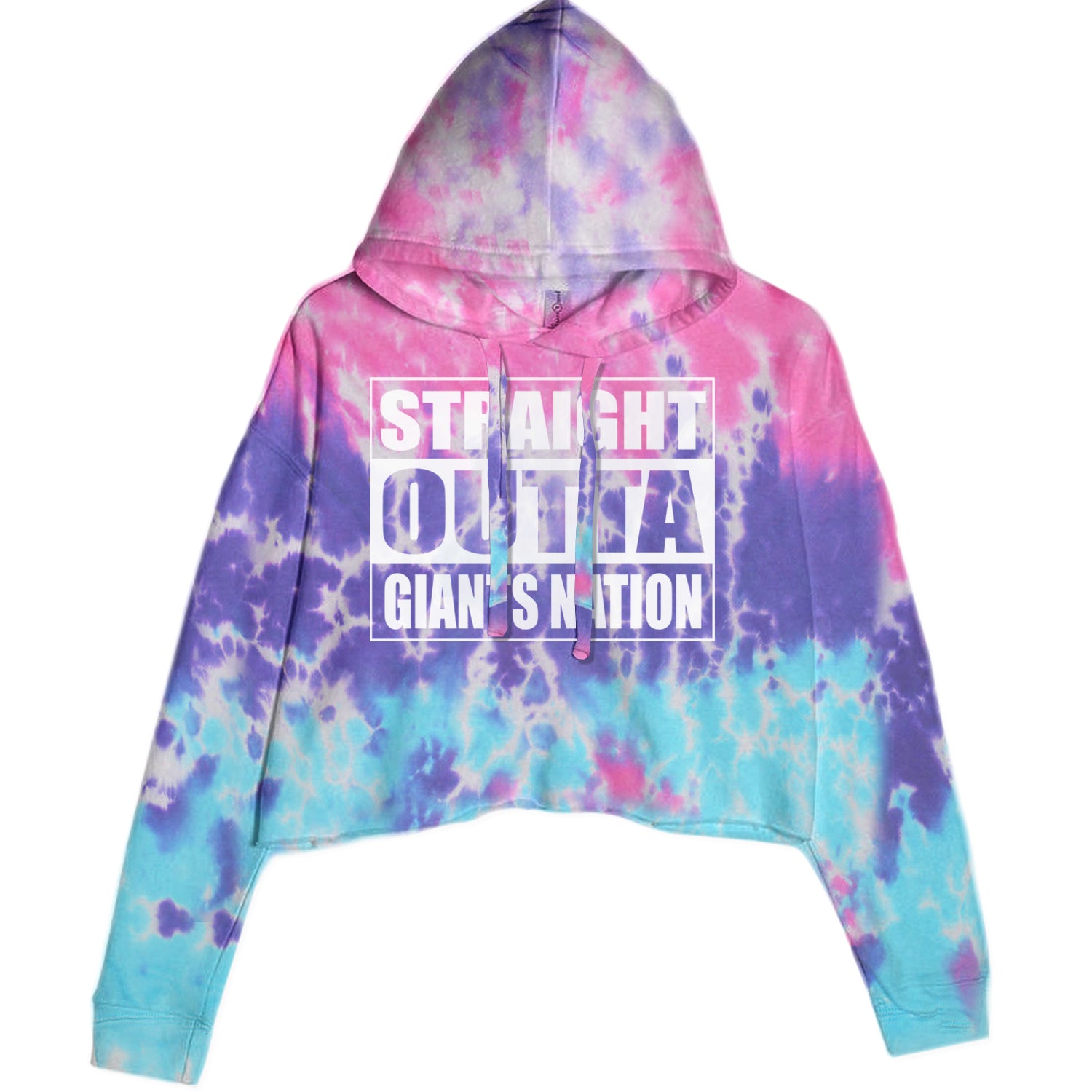 Straight Outta Giants Nation   Cropped Hoodie Sweatshirt Cotton Candy