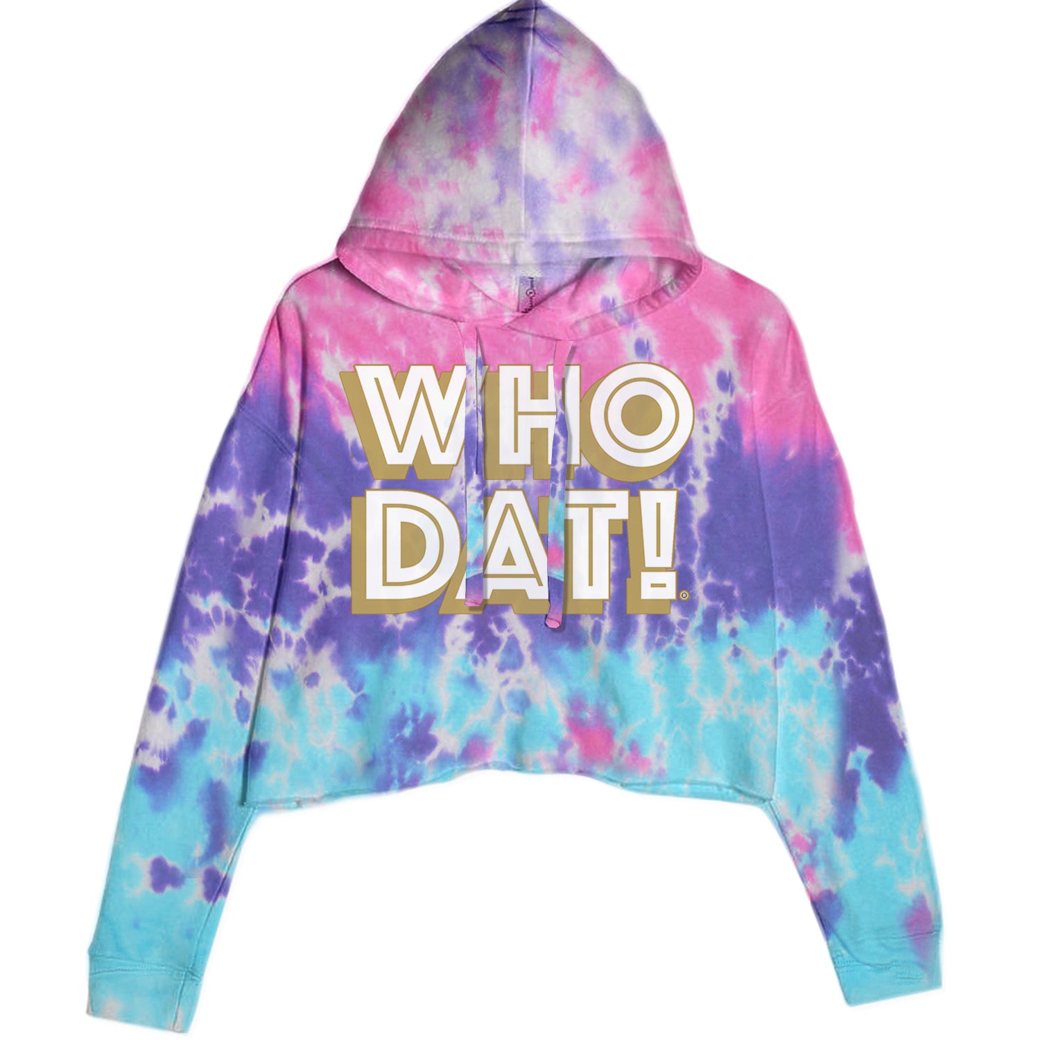 Who Dat Nation Big Bold New Orleans Cropped Hoodie Sweatshirt Cotton Candy