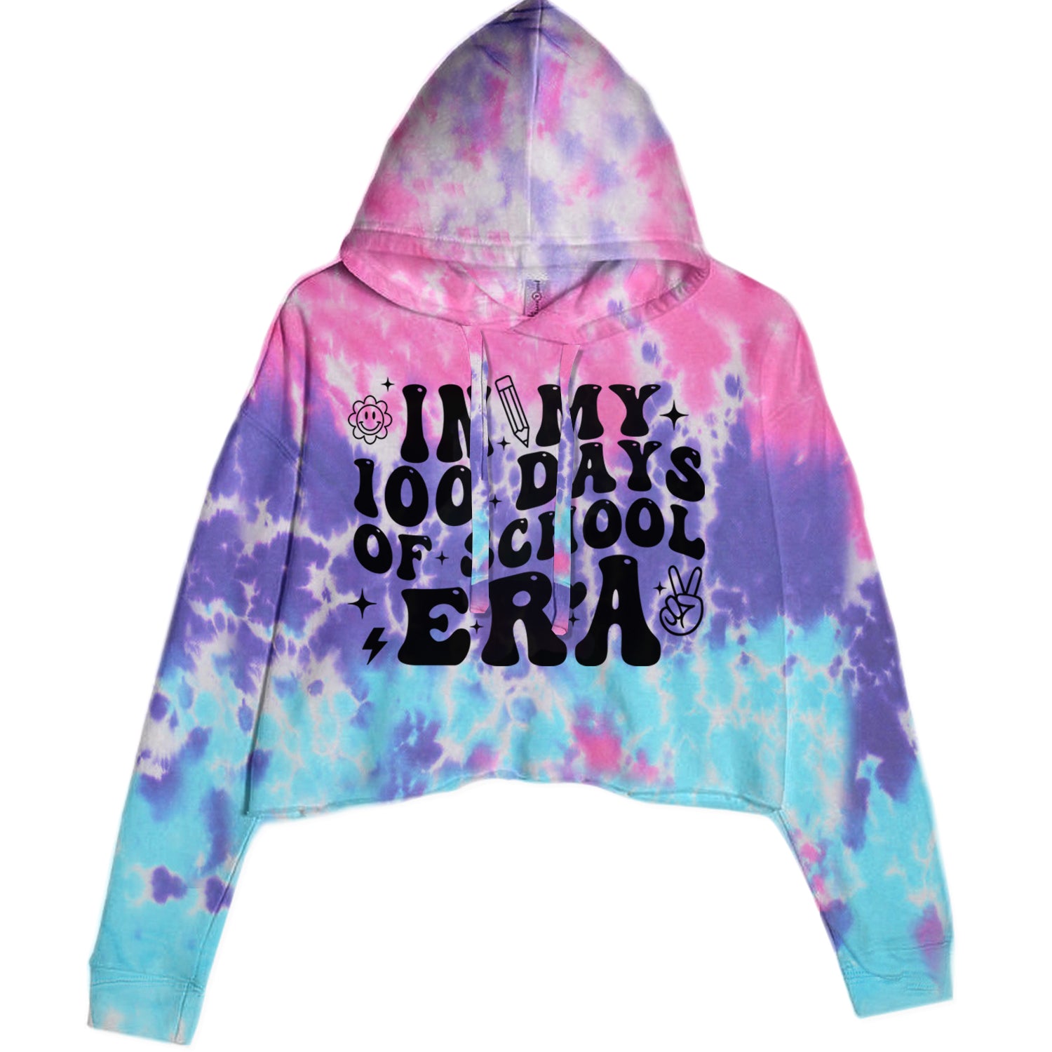 In My 100 Days Of School Era Cropped Hoodie Sweatshirt Lavender