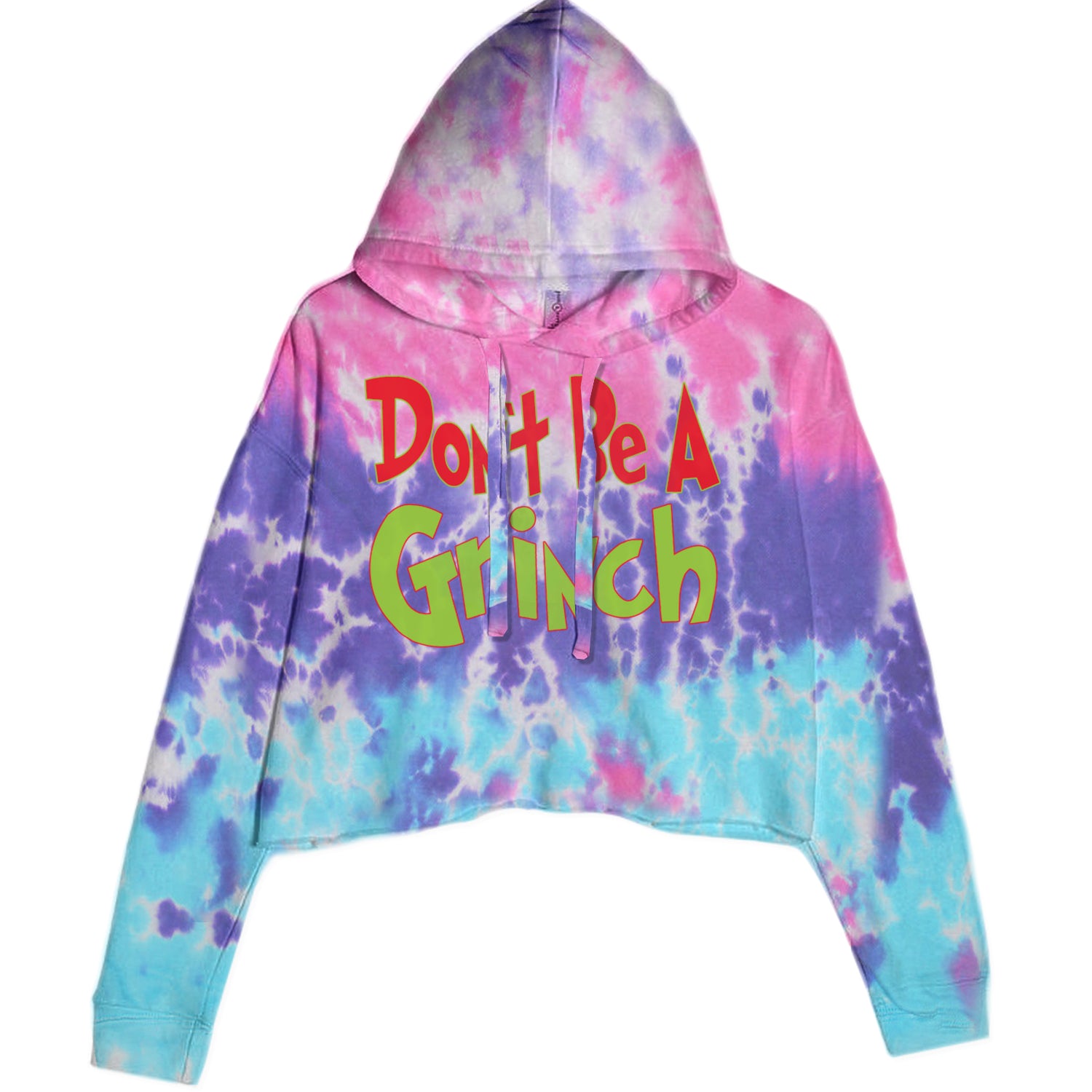 Don't Be A Gr-nch Jolly Grinchmas Merry Christmas Cropped Hoodie Sweatshirt Cotton Candy