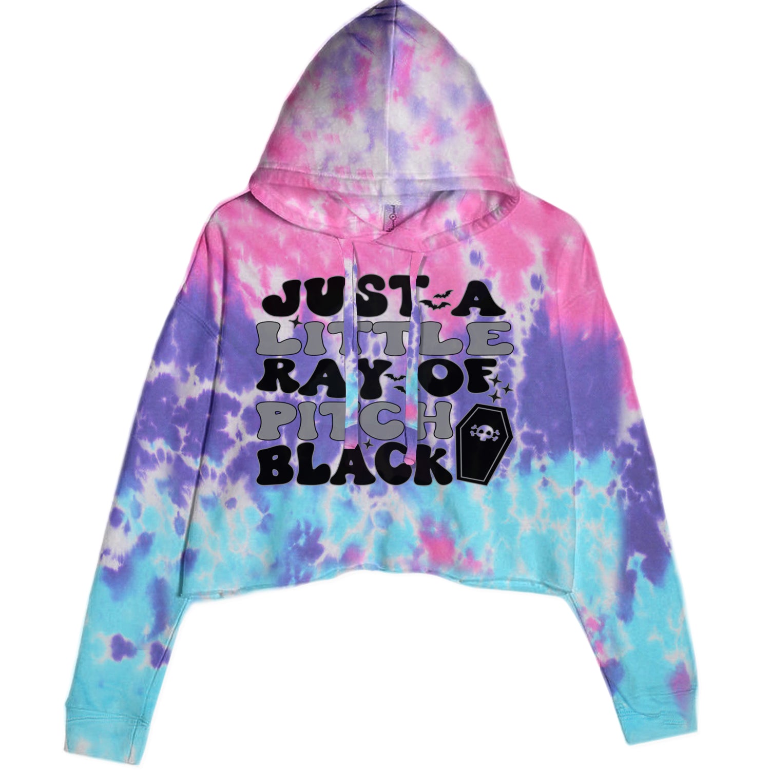 Just A Little Ray of Pitch Black Cropped Hoodie Sweatshirt Cotton Candy