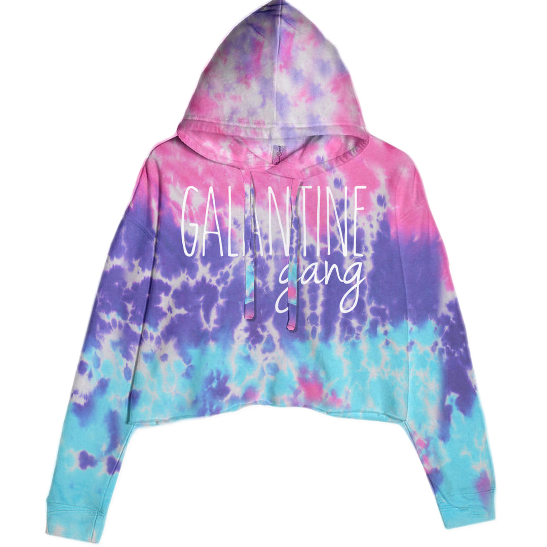 Galentine Gang Valentine's Shirt graphic on Women's Cropped Fleece Hoodie in Cotton Candy