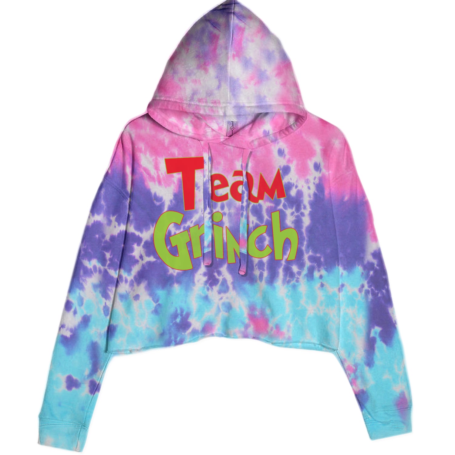 Team Gr-nch Jolly Grinchmas Merry Christmas Cropped Hoodie Sweatshirt Cotton Candy