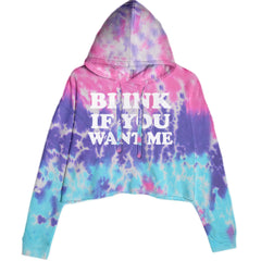 Blink If You Want Me Flirty Cropped Hoodie Sweatshirt Cotton Candy