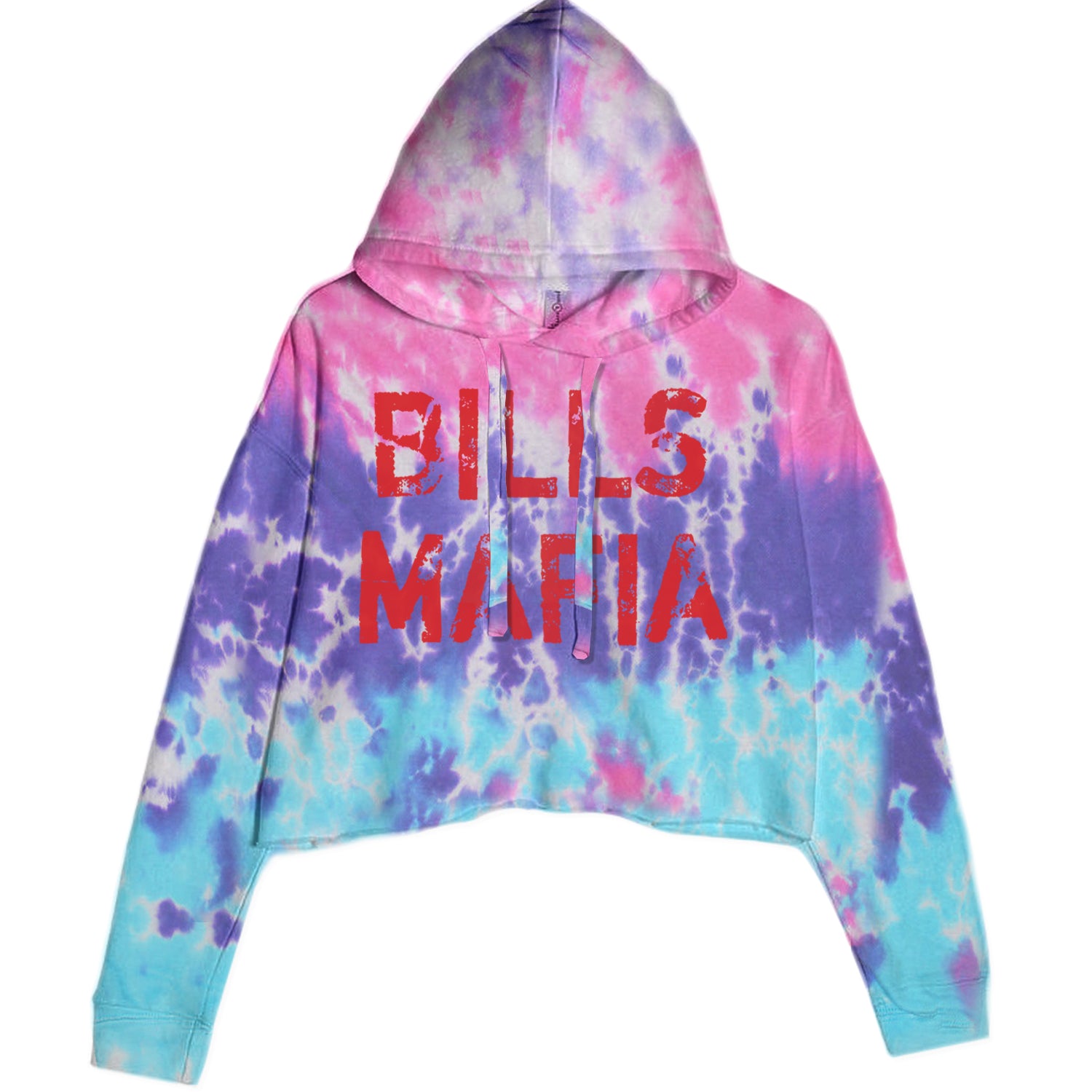 Distressed Bills Mafia Football Cropped Hoodie Sweatshirt Cotton Candy