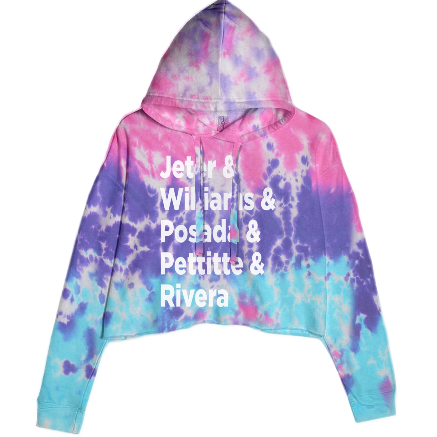 Jeter & Williams & Posada & Pettitte & Rivera Cropped Hoodie Sweatshirt Cotton Candy