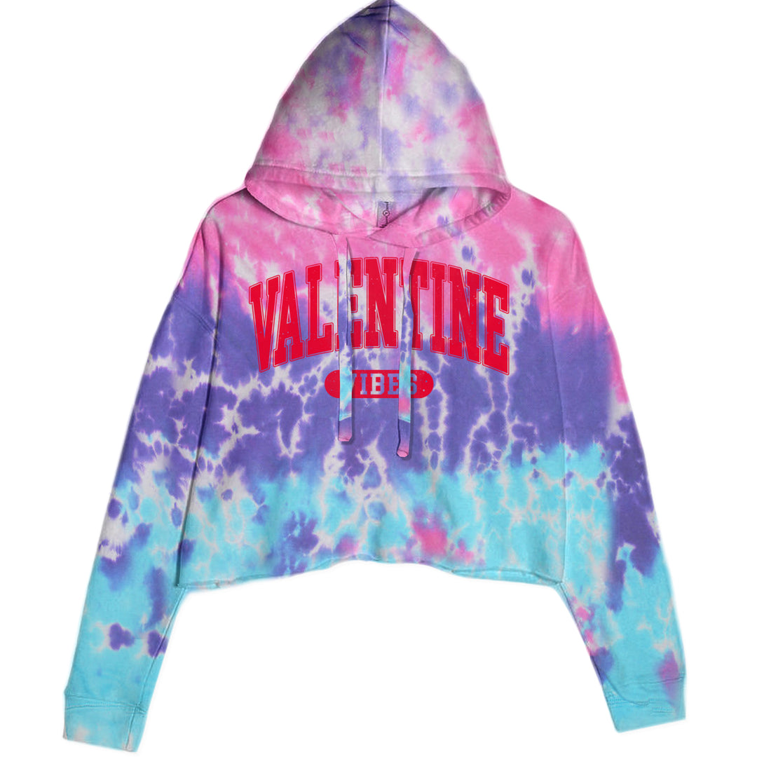 Valentines Vibes Cropped Hoodie Sweatshirt Cotton Candy