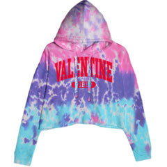 Valentines Vibes Cropped Hoodie Sweatshirt Cotton Candy