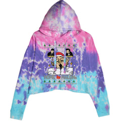 Home Malone Ugly Christmas graphic on Women's Cropped Fleece Hoodie in Cotton Candy