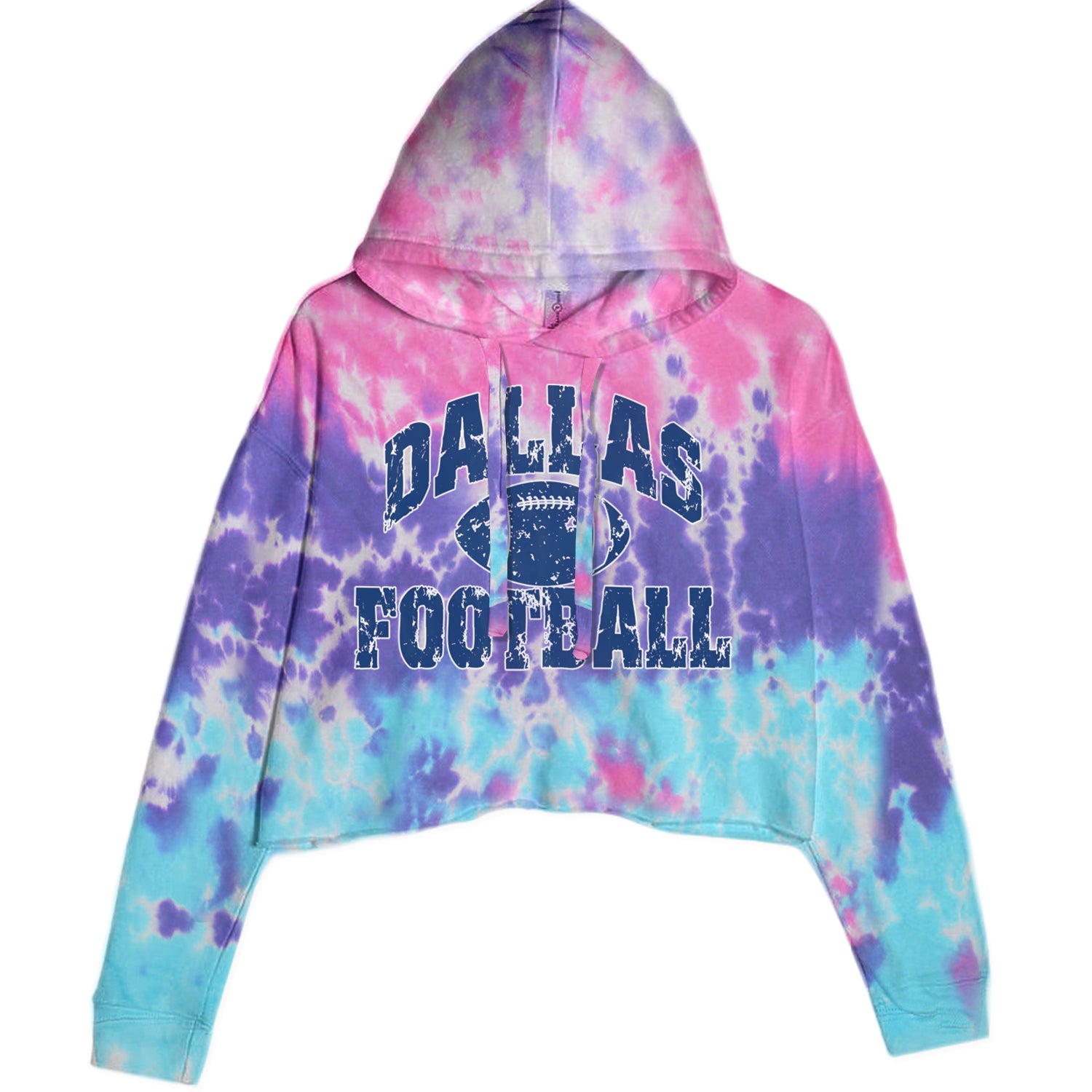 Dallas Distressed Football Cropped Hoodie Sweatshirt Cotton Candy