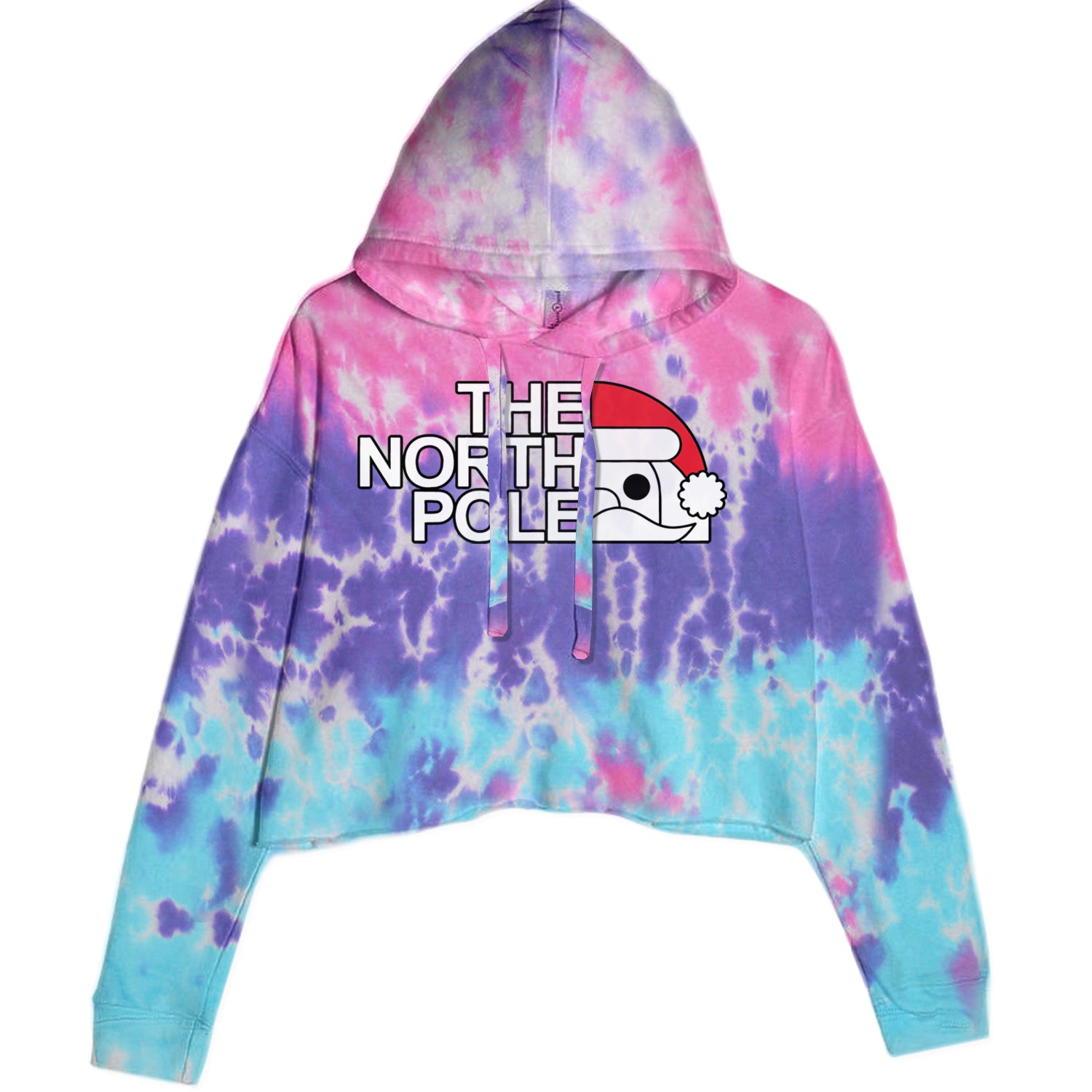 The North Pole Santa Face Cropped Hoodie Sweatshirt Cotton Candy