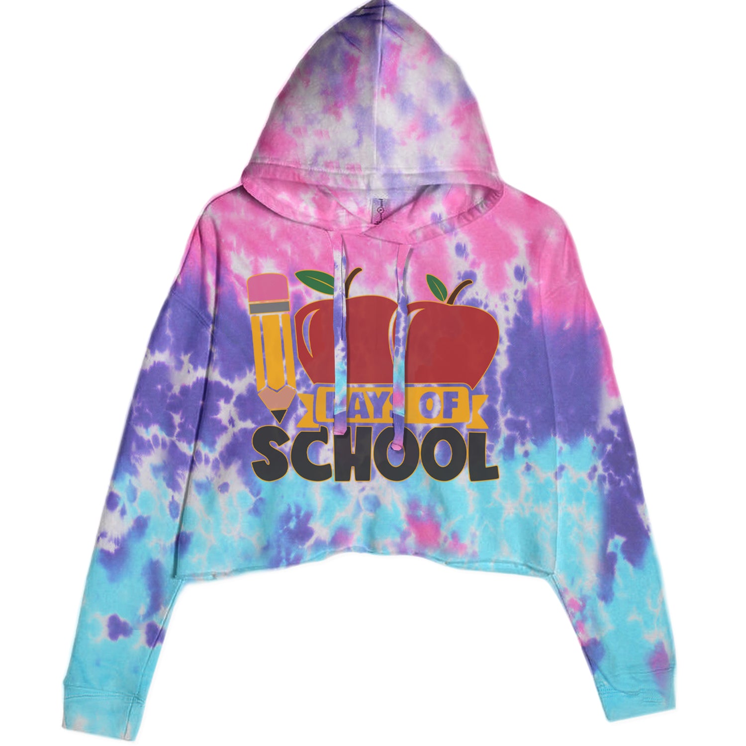 100 Days Of School Apple Pencil Cropped Hoodie Sweatshirt Cotton Candy