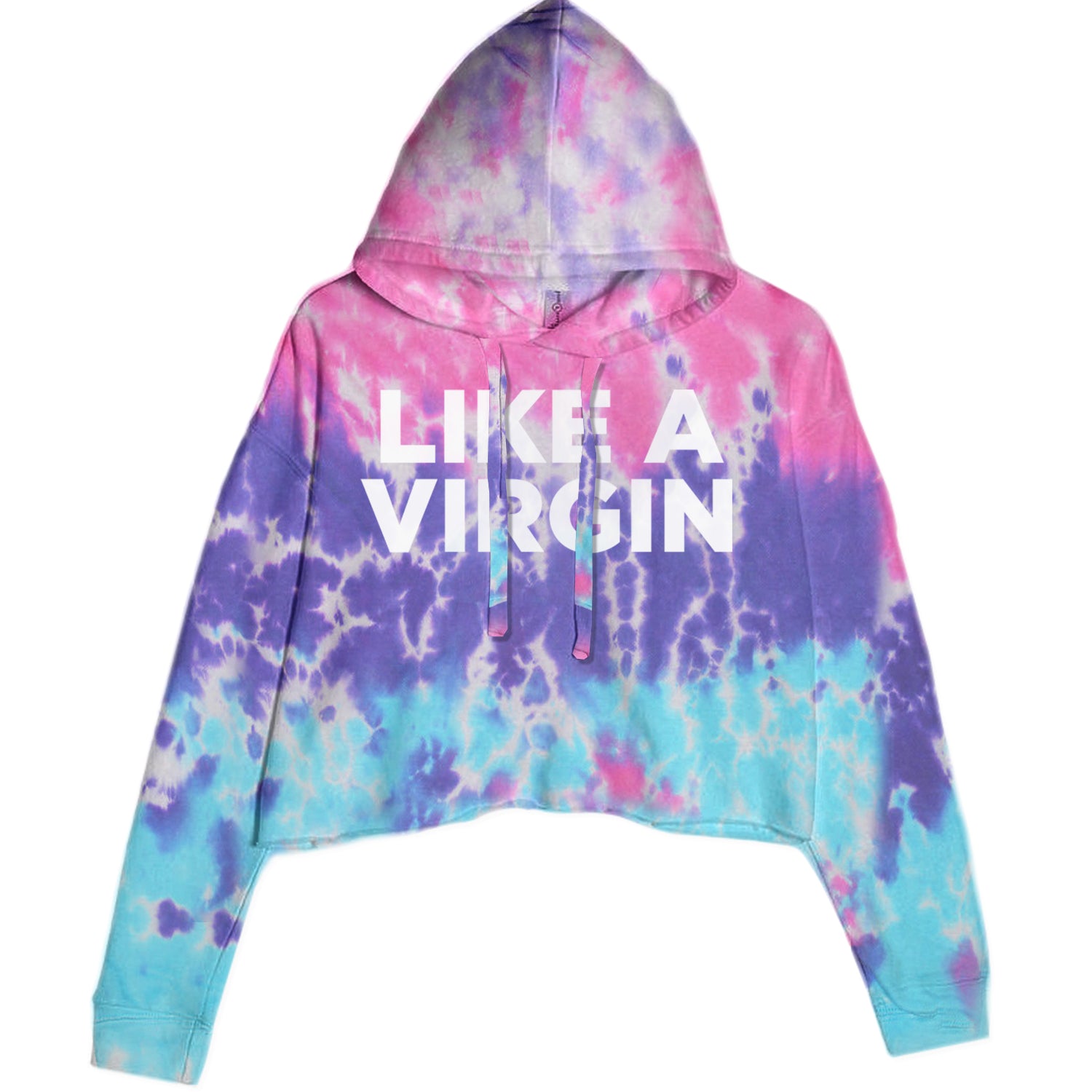 Like A Virgin Material Girl Celebration Cropped Hoodie Sweatshirt Cotton Candy