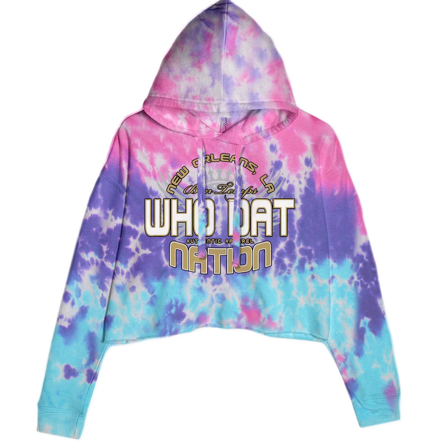 Who Dat Nation New Orleans (Color) Cropped Hoodie Sweatshirt Cotton Candy