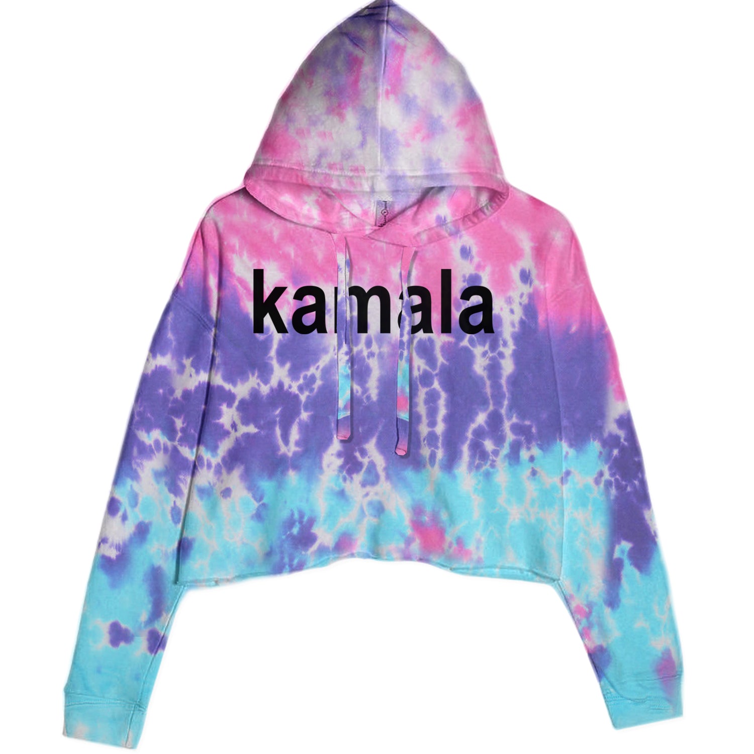 Kamala Black Print Kamala Harris For President Cropped Hoodie Sweatshirt Lavender