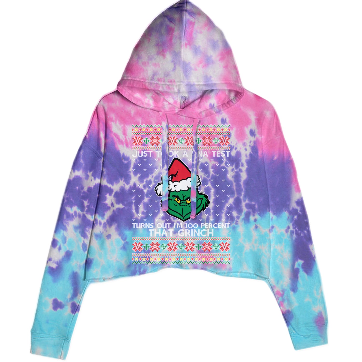 One Hundred Percent That Gr-nch Ugly Christmas Cropped Hoodie Sweatshirt Cotton Candy